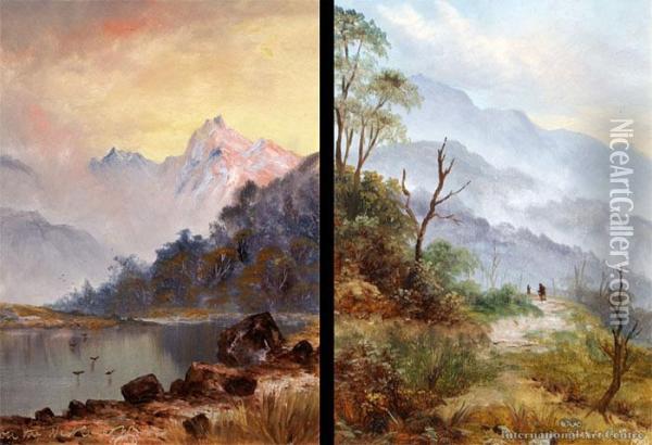 On The West Coast & Buffalo Mountains - A Pair Oil Painting - Edmond, Edward Gouldsmith