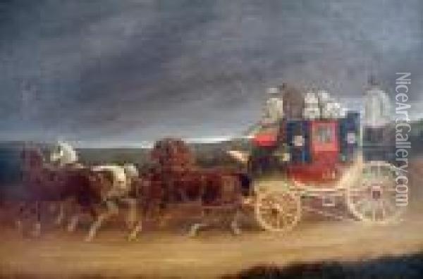 The Devonport To London Mail Coach Oil Painting - Charles Cooper Henderson