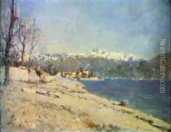 Inverno Sul Lago Maggiore Oil Painting - Eugenio Gignous