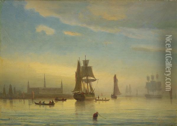 Segelfartyg Vid Kronborgs Slott Oil Painting - Per Wilhelm Cedergren