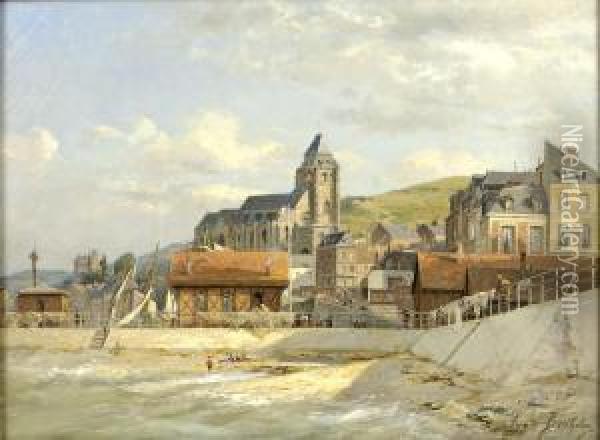 Le Port Du Treport Oil Painting - Eugene Berthelon