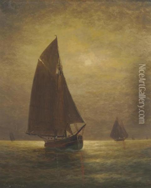 Fishing At Moonlight Oil Painting - Wesley Webber