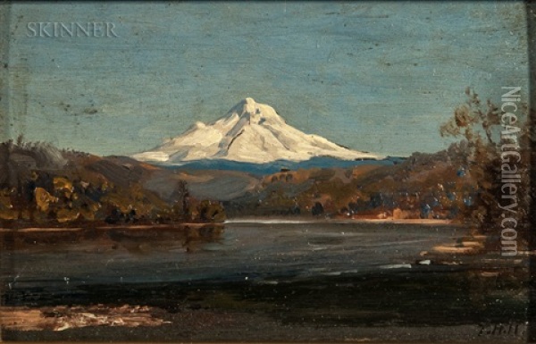 Mount Hood From The Junction Of The Columbia And Willamette Rivers Oil Painting - Thomas Hill