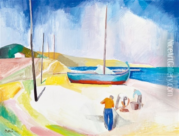 Italina Port Oil Painting - Karoly Patko