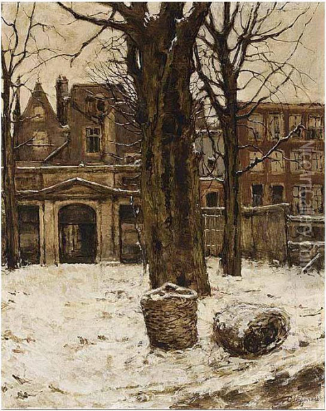 A Winter Landscape Oil Painting - Coenraad Matthias Garms