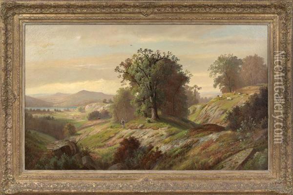 A Panoramic Autumnal Landscape Oil Painting - Henry W. Kemper