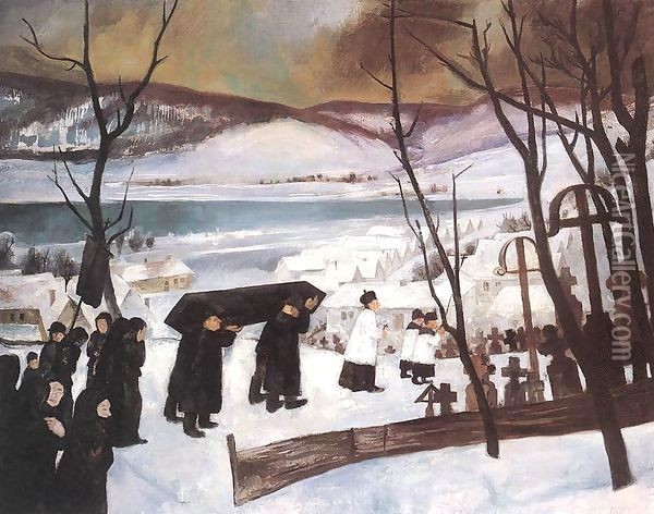 Funeral at Zebegeny 1928 Oil Painting - Istvan Desi-Huber