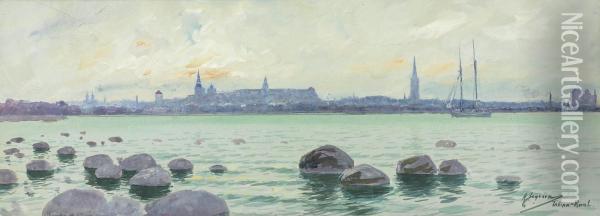 View Of Tallinn Oil Painting - Andrei Afanas'Evich Egorov