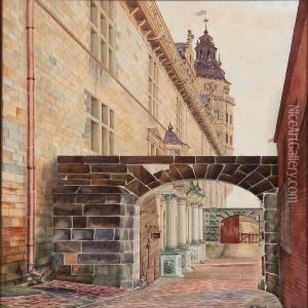 View From The Walls Of Kronborg Castle Oil Painting - A. Pontoppidan