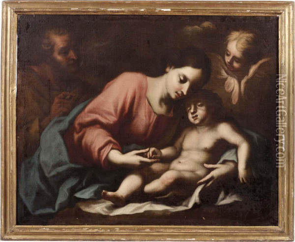 Sacra Famiglia Con Cherubino Oil Painting - Giovanni Battista Sassi