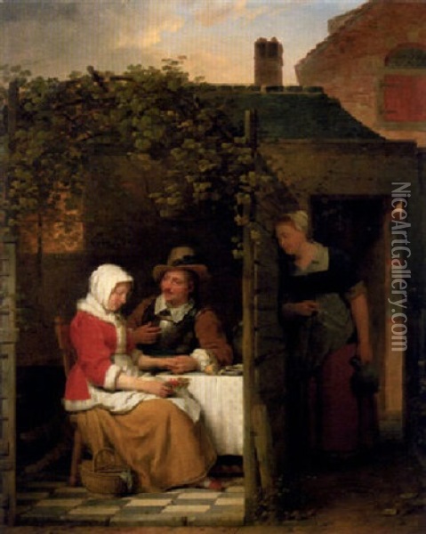 The Eavesdropper Oil Painting - Ferdinand de Braekeleer the Elder