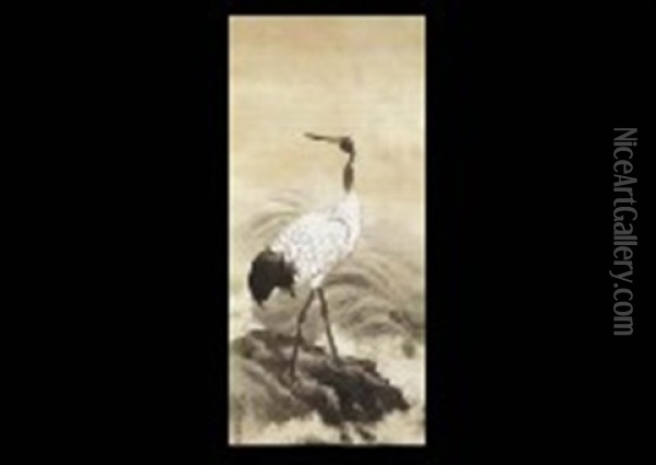 Crane And Sunrise Oil Painting - Keinen Imao
