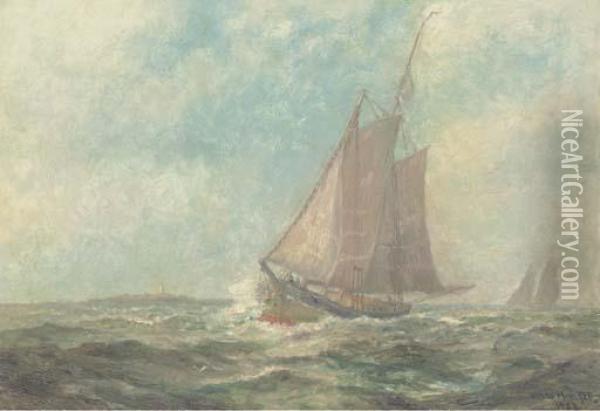 Sailing Off Shore Oil Painting - Frederick Leo Hunter