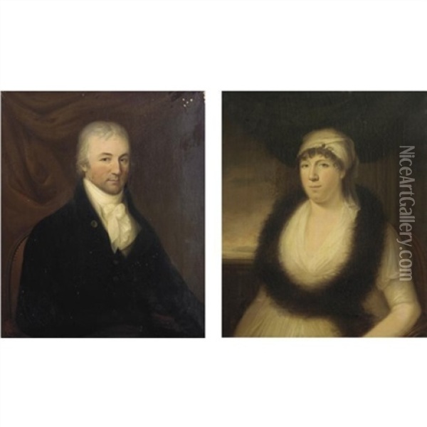 Portrait Of Lt. Col. James Coleridge (+ Frances Duke Taylor, Mrs Coleridge; Pair) Oil Painting - Edward Bird