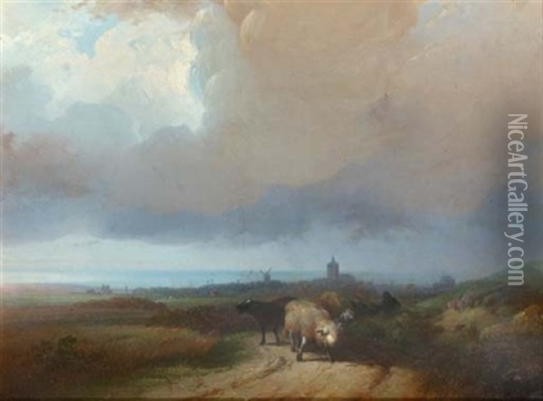 Leading The Flock Oil Painting - James De Rijk