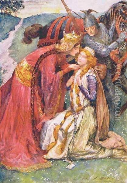 Queen Guinevere Welcomes Enid Oil Painting - John Henry Frederick Bacon