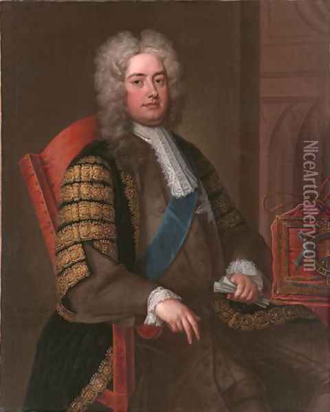Portrait of Sir Robert Walpole KG Oil Painting - Charles Jervas