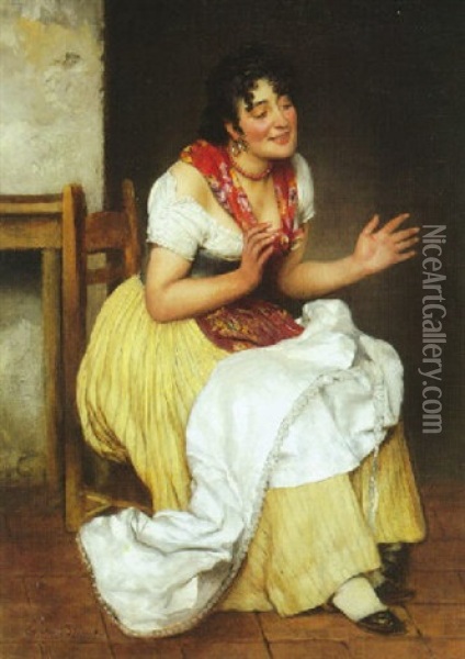 Sitzende Junge Venezianerin Oil Painting - Eugen von Blaas