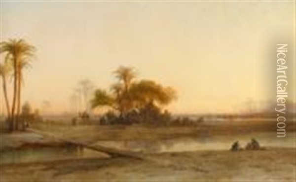 Vue De Birket El Sab, Egypte Oil Painting - Francois (Pierre Bernard) Barry
