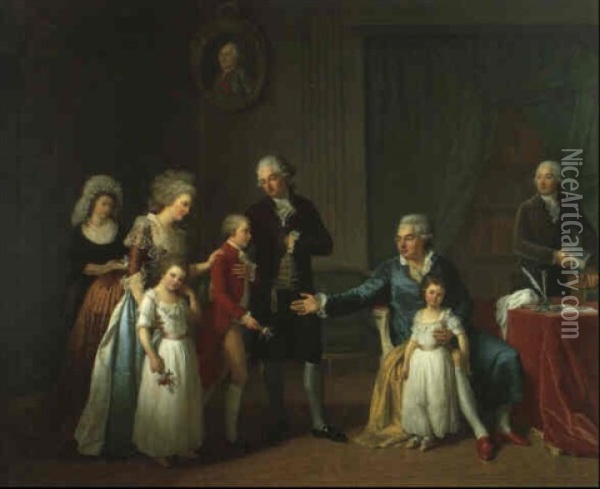Portrait De Bertrand De Moleville Et De Sa Famille Oil Painting - Jean-Baptiste Andre Gautier d'Agoty