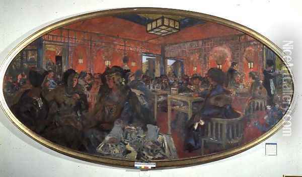 The Tea Room in the Grand Teddy, 1918-9 Oil Painting - Jean-Edouard Vuillard