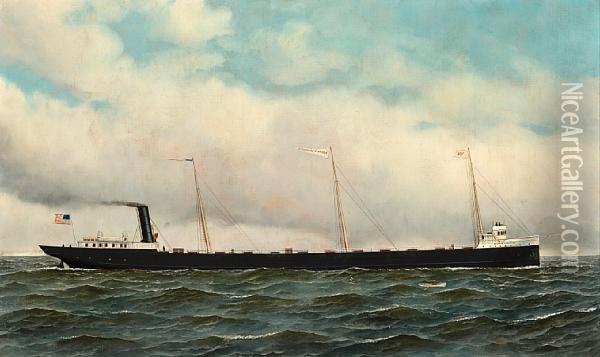 The Tanker S.s. Oil Painting - Antonio Nicolo Gasparo Jacobsen