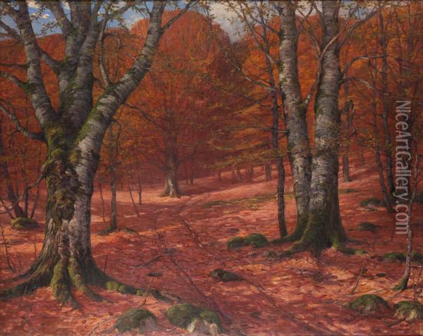 Bokskog. Oil Painting - Wilhelm Dahlbom