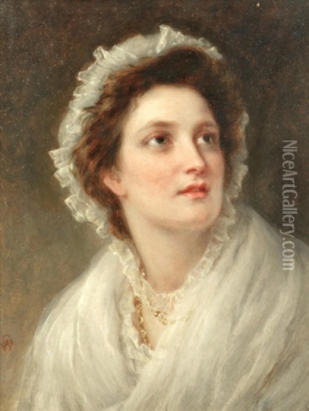 Portrait Of A Lady In A White Shawl Oil Painting - William Gale