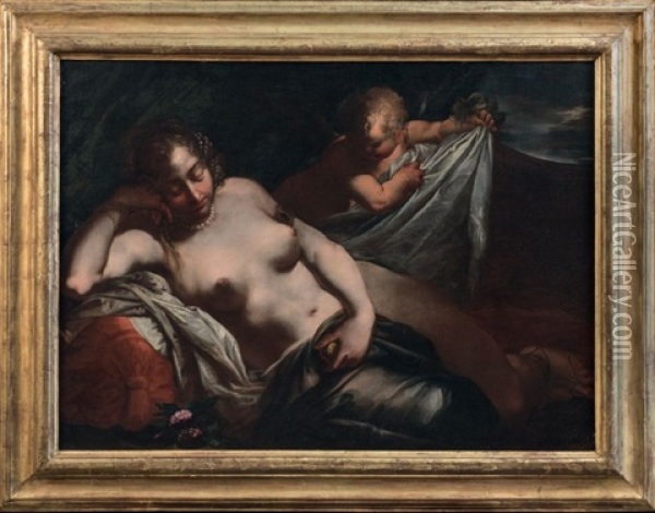 Cupidon Devoilant Venus Endormie Oil Painting - Giuseppe Diamantini