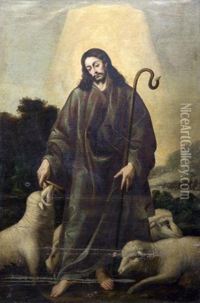 Christus Als Guter Hirte Oil Painting - Miguel Alonso De Tovar