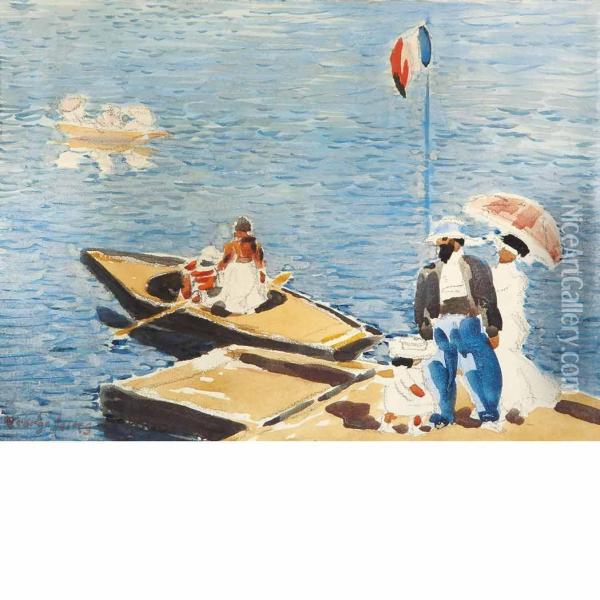 On The Marne Oil Painting - George Luks