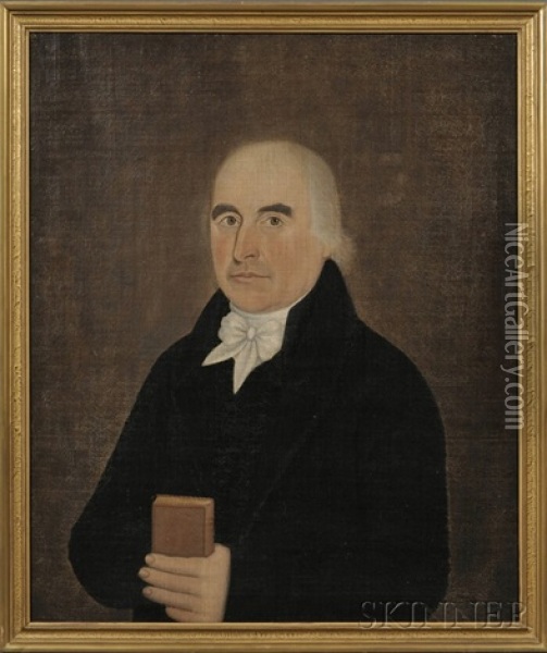 Portrait Of Captain John Low (+ Portrait Of His Wife Sara (herrick); Pair) Oil Painting - John Brewster Jr.