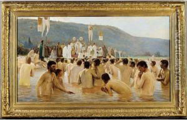 Baptism Of Russia Oil Painting - Wassilij Ivanowitch Nawasoff