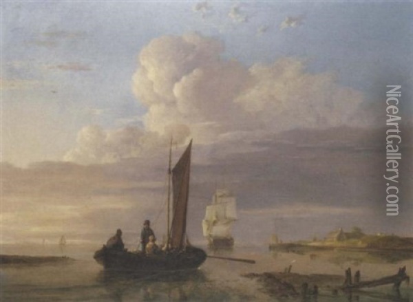 Leaving Inland Waters Oil Painting - Johannes Hermanus Koekkoek