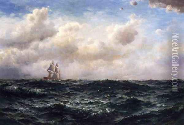 Ship at Sea Oil Painting - Edward Moran