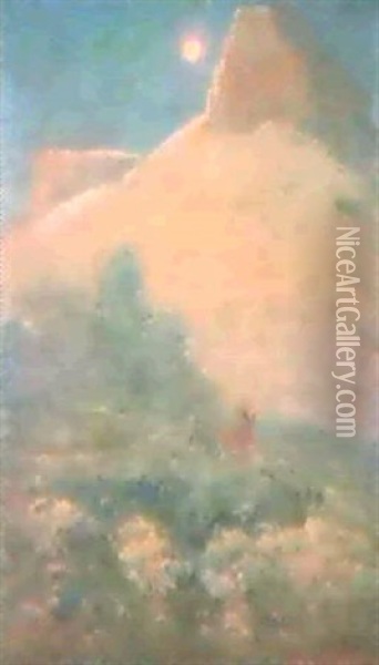 Deer In Mountain Mist Oil Painting - Edwin Willard Deming