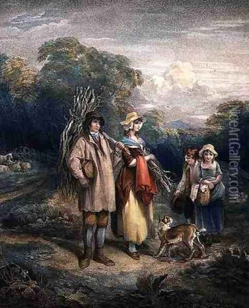 The Woodman's Return, engraved by John Whessell (c.1760-1823), pub. by T. Simpson and Darling & Thompson, 1797 Oil Painting - Francis Wheatley