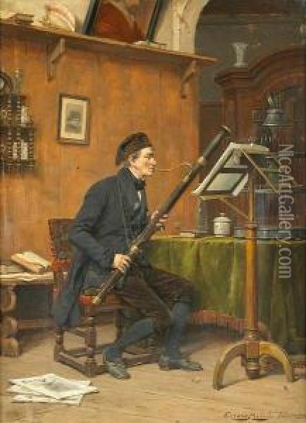 The Bassoon Player Oil Painting - Gerard Portielje