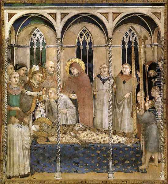 Burial Of St Martin (scene 10) Oil Painting - Simone Martini