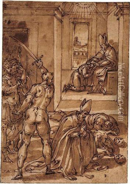 Martyrdom Of Saints Denis, Rusticus And Elsutherius Oil Painting - Avanzino Nucci