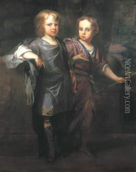 Portrait De Edmund Et Charles Fytche Oil Painting - Sir Peter Lely