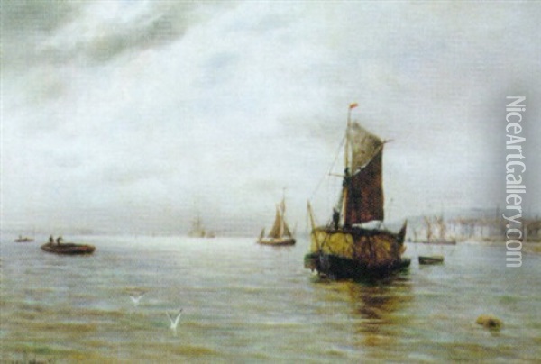 The Thames Towards Gravesend Oil Painting - Gustave de Breanski