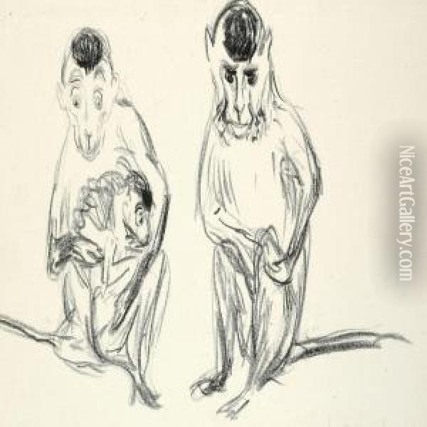 Apefamilie Oil Painting - Edvard Munch