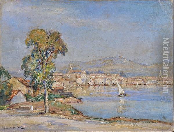 Martigues, La Route De Marseille, Signed, Inscribed Verso, Oil On Board Oil Painting - James Herbert Snell