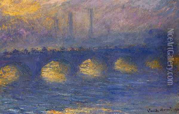 Waterloo Bridge, Overcast Weather II Oil Painting - Claude Oscar Monet