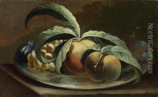 Still Life With Peaches, Grapes And Figs Oil Painting - Maximillian Pfeiler