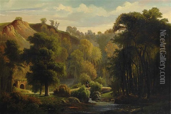 Sommerliche Waldlandschaft Oil Painting - Carl Jungheim