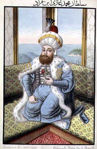 Mehmed II (1432-81) called 'Fatih', the Conqueror, from A Series of Portraits of the Emperors of Turkey, 1808 Oil Painting - John Young