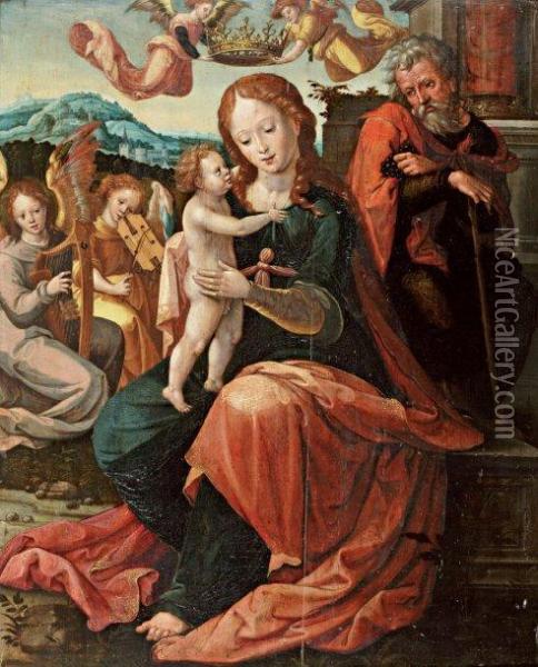 Vierge A L'enfant Avec Saint Joseph Oil Painting - Pieter Ii Coecke Van Aelst