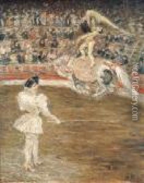 In The Circus Oil Painting - Leon Weissberg